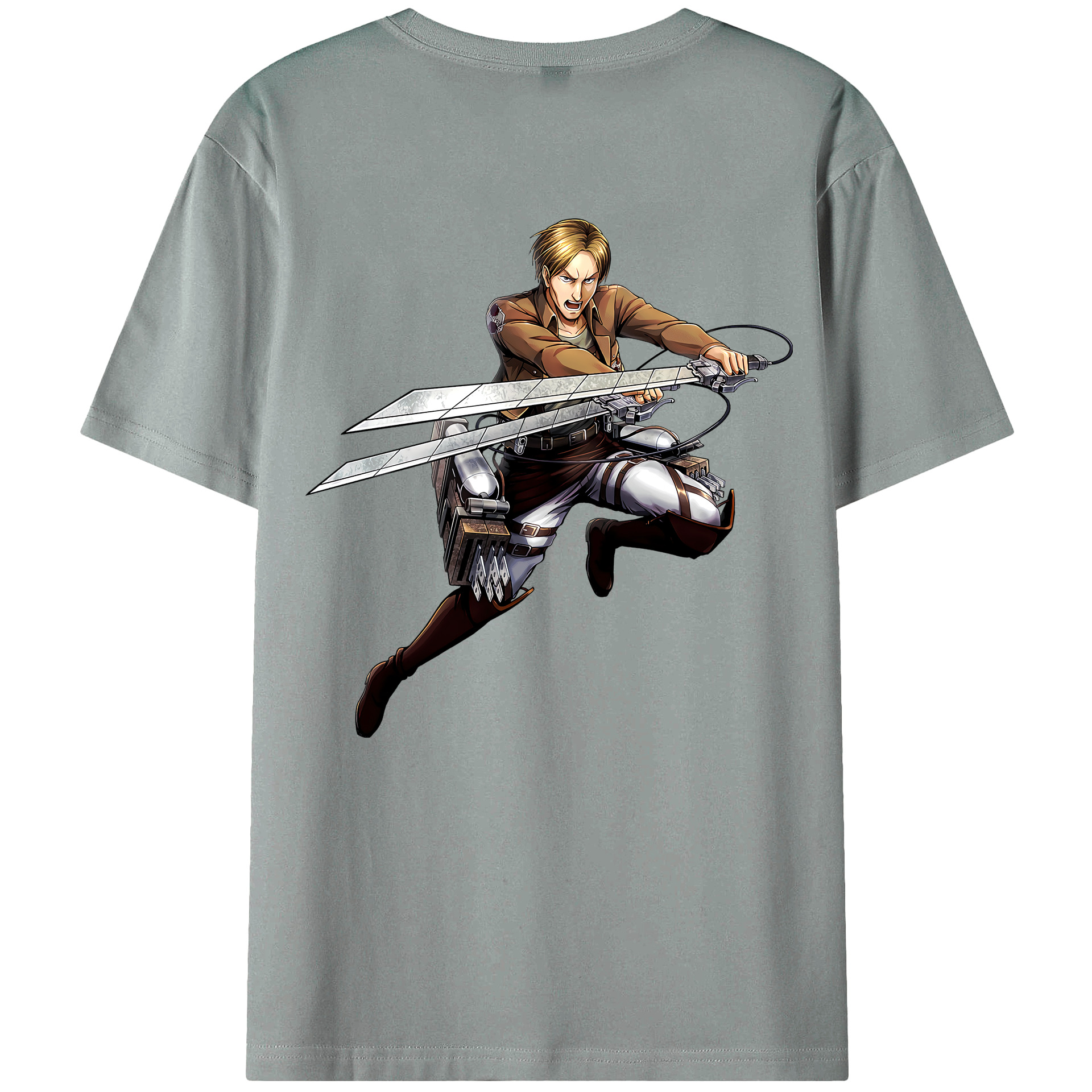 （画像用） 進撃の巨人 Attack on Titan 綿100％ メンズ半袖Tシャツ（バックプリント） 通気性